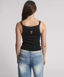 ONE TEASPOON BLACK FINE RIB SINGLET