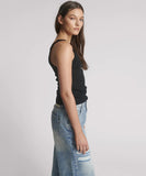 ONE TEASPOON BLACK FINE RIB SINGLET