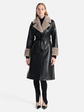 ENA PELLY LOUIE LEATHER JACKET IN BLACK / TAUPE