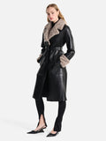 ENA PELLY LOUIE LEATHER JACKET IN BLACK / TAUPE