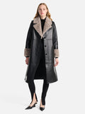 ENA PELLY LOUIE LEATHER JACKET IN BLACK / TAUPE