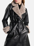 ENA PELLY LOUIE LEATHER JACKET IN BLACK / TAUPE