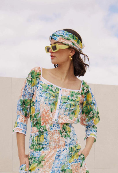ONCE WAS LUCIA COTTON SILK TOP IN LIMONATA