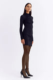 SUBOO AUGUSTE FUNNEL NECK MINI DRESS BLACK