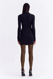SUBOO AUGUSTE FUNNEL NECK MINI DRESS BLACK