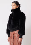 ONCE WAS TALLITHA FAUX FUR JACKET IN BLACK