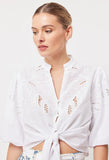 ONCE WAS FLORES COTTON EMBROIDERED SHIRT IN WHITE