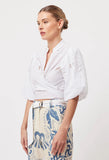 ONCE WAS FLORES COTTON EMBROIDERED SHIRT IN WHITE