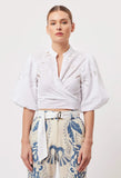 ONCE WAS FLORES COTTON EMBROIDERED SHIRT IN WHITE