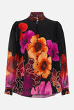 CAMILLA MIDNIGHT POPPY DROP SLEEVE BLOUSE