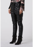 ONCE WAS JANIS STITCH POCKET RELAXED LEATHER PANT WITH WAIST TIE BLACK