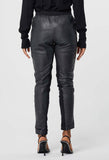 ONCE WAS LIBRERIA RELAXED LEATHER ELASTIC WAIST PANT IN BLACK