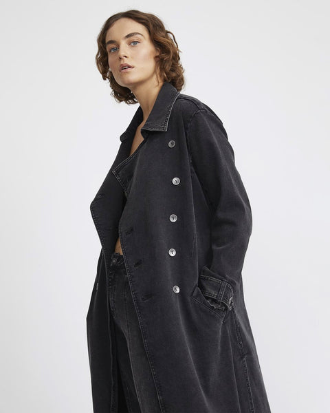 JAC + MOOKI DENIM TRENCH IN VINTAGE BLACK
