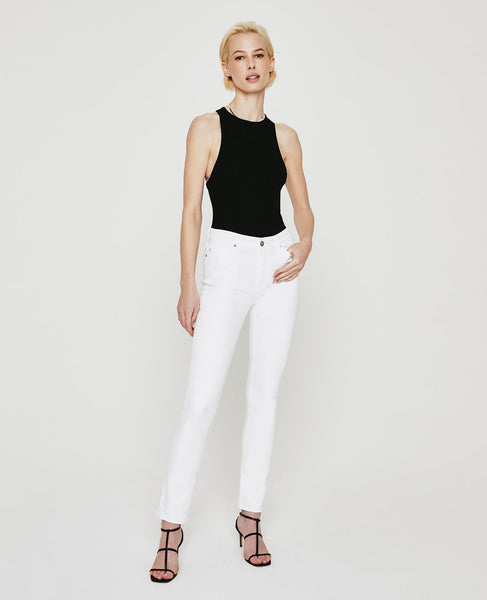 AG JEANS THE MARI HIGH RISE SLIM STRAIGHT IN WHITE