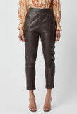 ONCE WAS HEMINGWAY HIGH WAIST RELAXED LEATHER PANT WITH ROLLED CUFF IN CHOCOLATE