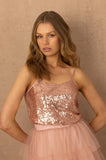 JOEY THE LABEL SEQUIN TWINKLE CAMI IN MUSK STICK