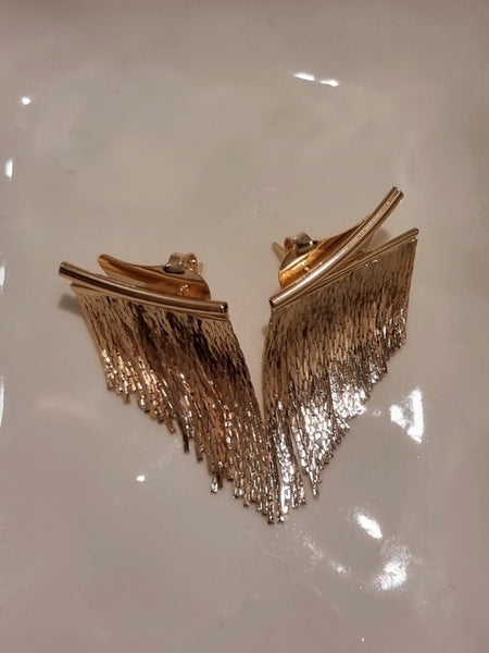 HOUSE 12 SHORT ROSE GOLD FRINGE EARRINGS
