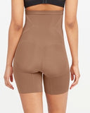 SPANX ON-CORE HIGH WAISTED MID-THIGH SHORT IN CAFE AU LAIT