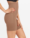 SPANX ON-CORE HIGH WAISTED MID-THIGH SHORT IN CAFE AU LAIT