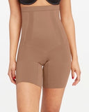 SPANX ON-CORE HIGH WAISTED MID-THIGH SHORT IN CAFE AU LAIT