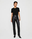 AG JEANS ALEXXIS STRAIGHT FAUX LEATHER JEANS IN SUPER BLACK