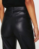 AG JEANS ALEXXIS STRAIGHT FAUX LEATHER JEANS IN SUPER BLACK