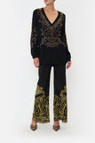 CAMILLA SHADOWS OF ARMADA EMBELLISHED V NECK KNIT IN BLACK