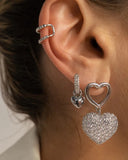 LUV AJ PUFFY HEART HUGGIES IN SILVER