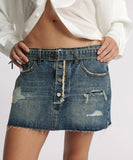 ONE TEASPOON BOYS CLUB BLUE BELTED DENIM MINI SKIRT