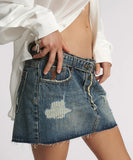 ONE TEASPOON BOYS CLUB BLUE BELTED DENIM MINI SKIRT