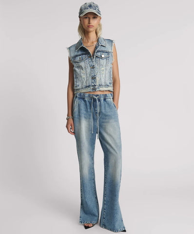 ONE TEASPOON SUNSET BLUE ROADHOUSE WIDE LEG DRAWSTRING JEANS