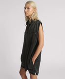 ONE TEASPOON FADED BLACK DENIM SHIRT DRESS