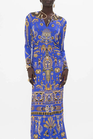 CAMILLA MY FAIR PHAROAH GATHERED JERSEY LONG DRESS