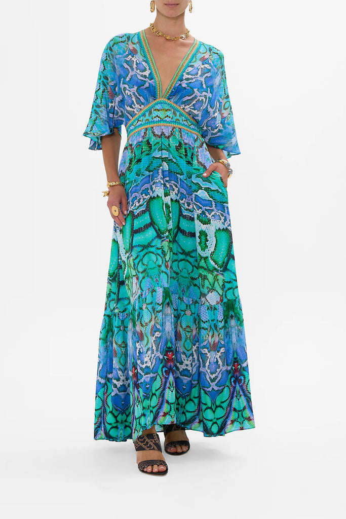 CAMILLA LAND OF WONDER WAISTED DRESS WITH HEM RUFFLE – Loca Bella