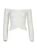 ENA PELLY ARLI ROUCHED LONG SLEEVE TOP IN WHITE