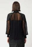 ONCE WAS PHOENIX CONTRAST SHOULDER CHIFFON BLOUSE