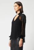 ONCE WAS PHOENIX CONTRAST SHOULDER CHIFFON BLOUSE