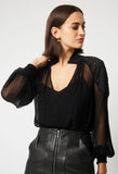 ONCE WAS PHOENIX CONTRAST SHOULDER CHIFFON BLOUSE