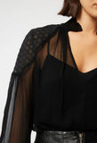 ONCE WAS PHOENIX CONTRAST SHOULDER CHIFFON BLOUSE