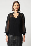 ONCE WAS PHOENIX CONTRAST SHOULDER CHIFFON BLOUSE