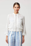 ONCE WAS MARGOT EMBROIDERED CHIFFON CONTRTAST PANEL BOMBER JACKET