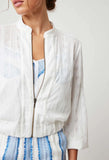 ONCE WAS MARGOT EMBROIDERED CHIFFON CONTRTAST PANEL BOMBER JACKET