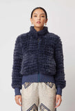 ONCE WAS NOVELLA FAUX FUR JACKET IN NAVY