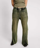 ONE TEASPOON BLACK KHAKI ROADHOUSE WIDE LEG DRAWSTRING JEANS