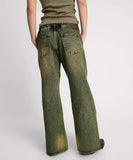 ONE TEASPOON BLACK KHAKI ROADHOUSE WIDE LEG DRAWSTRING JEANS