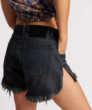 ONE TEASPOON FOX BLACK MARLONS LOW WAIST DENIM SHORTS