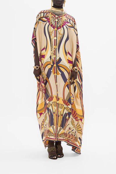 CAMILLA THE DESERT DELIRIUM BUTTON THROUGH BATWING KAFTAN