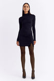 SUBOO AUGUSTE FUNNEL NECK MINI DRESS BLACK