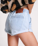 ONE TEASPOON SPORTSTER BLUE HUNTERS MID LENGTH RELAXED SHORTS