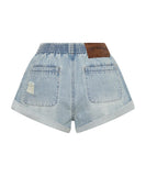 ONE TEASPOON SPORTSTER BLUE HUNTERS MID LENGTH RELAXED SHORTS